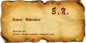 Baur Nándor névjegykártya